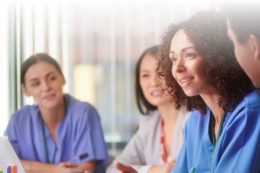 Staff Discussing Survey